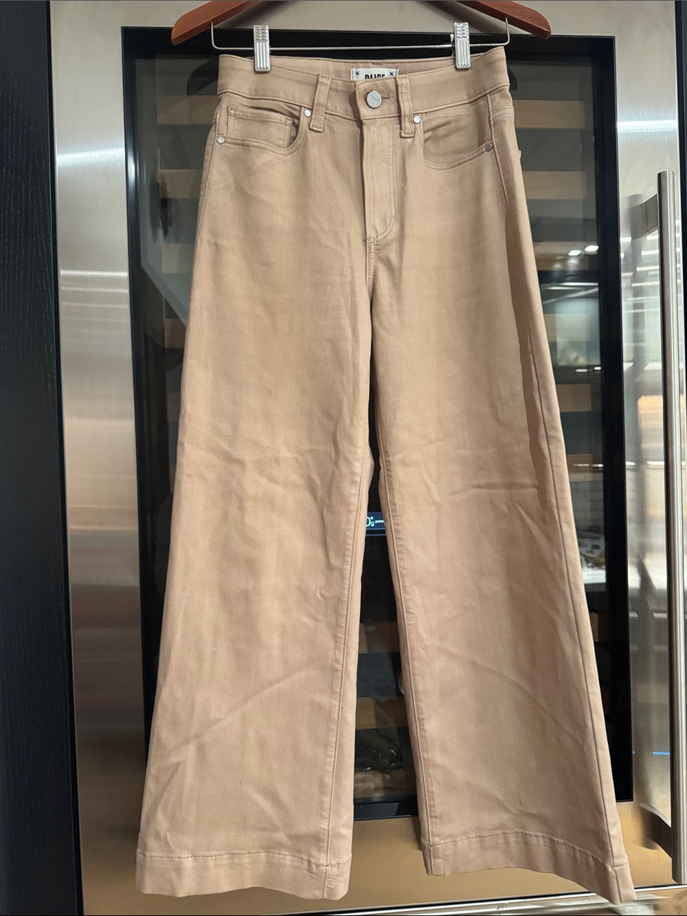 PAIGE Anessa Wide Leg Jeans Beige Sand High Rise Size 24 - Picture 2 of 7